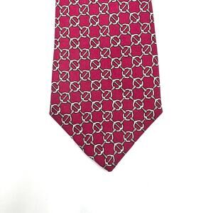 Hermes Silk Tie Horse Bit Chain Link Check Red